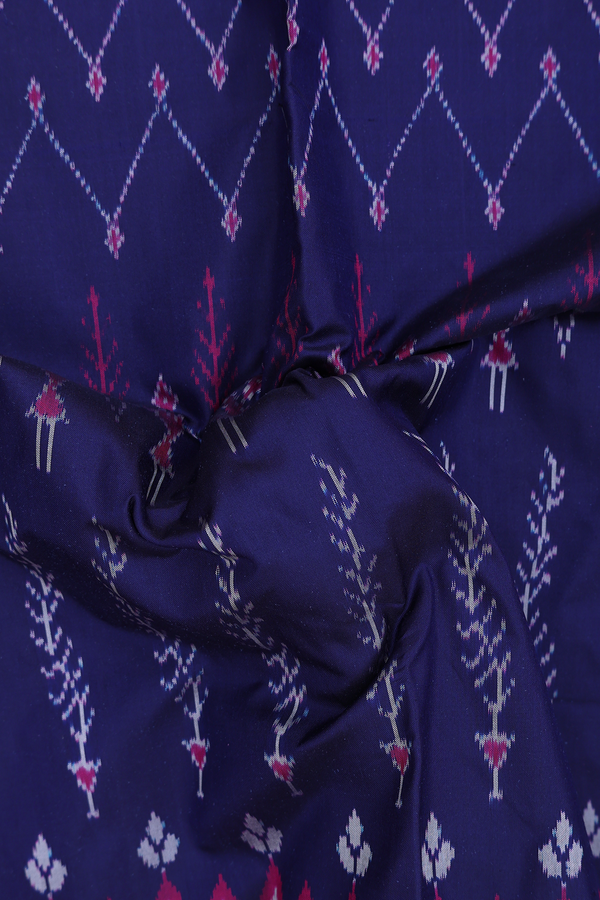 Pochampally Silk Saree In Navy Blue With Allover Design