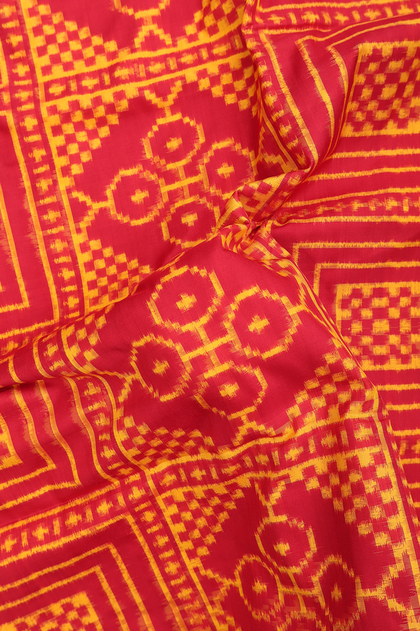 Pochampally Silk Saree In Red With Printed Design