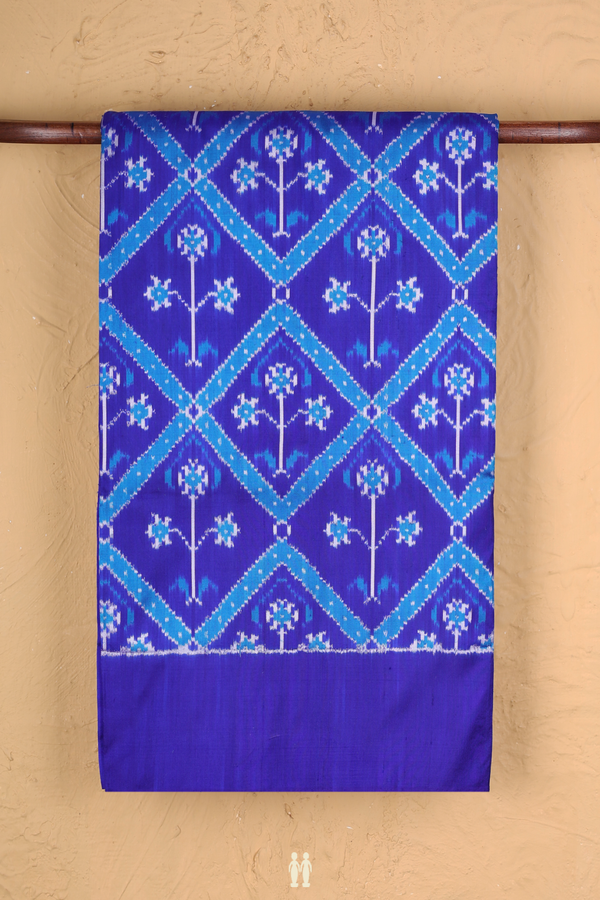 Pochampally Silk Saree In Royal Blue With Diamond Design