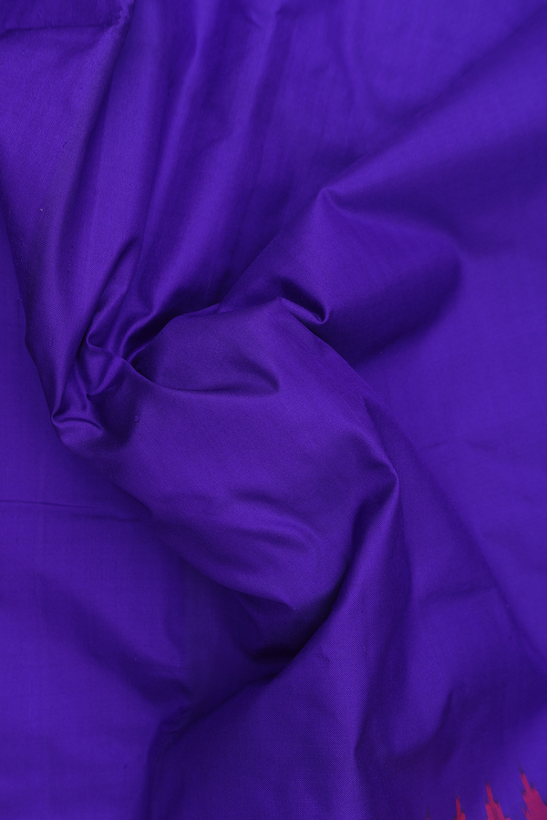 Pochampally Silk Saree In Royal Purple With Contrast Border