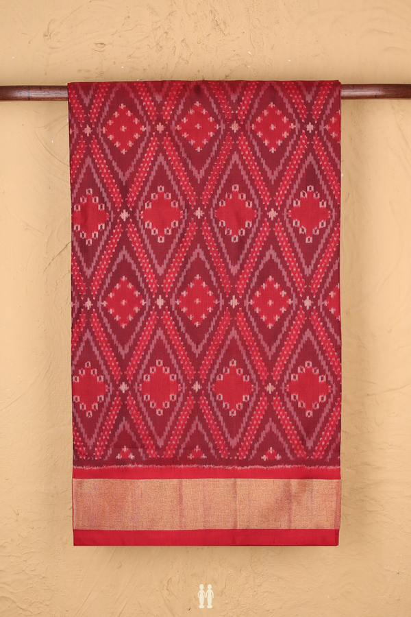 Pochampally Silk Saree In Ruby Red With Diamond Design