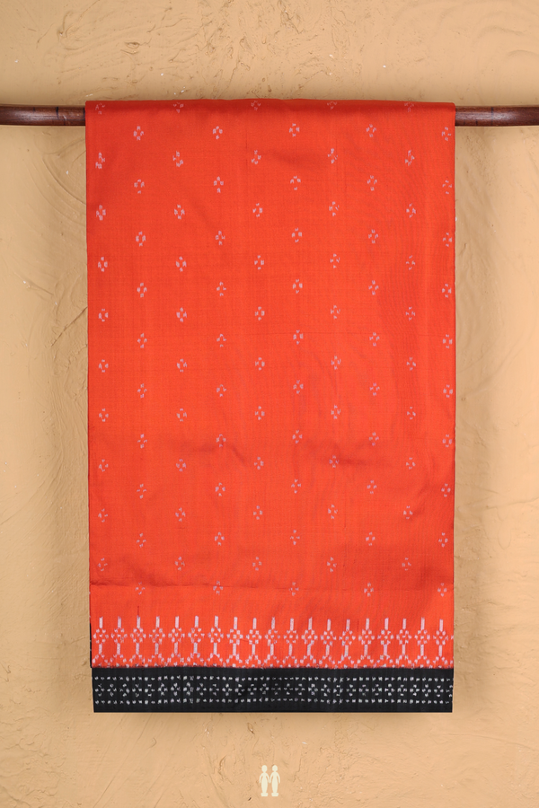 Pochampally Silk Saree In Spiced Orange With Printed Buttis