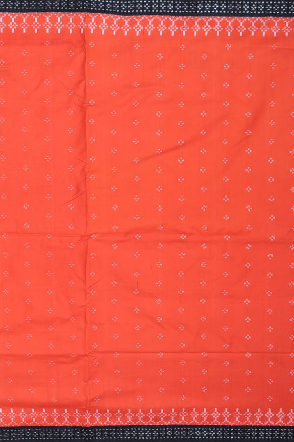 Pochampally Silk Saree In Spiced Orange With Printed Buttis