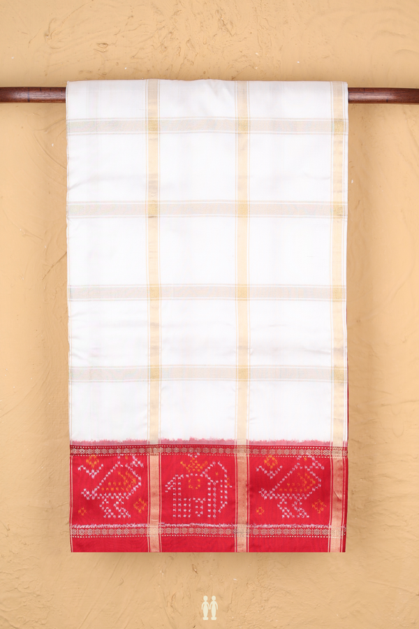 Pochampally Silk Saree In White With Checks Design
