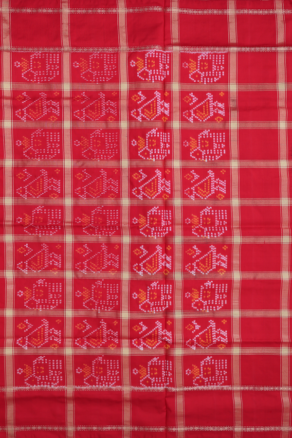 Pochampally Silk Saree In White With Checks Design