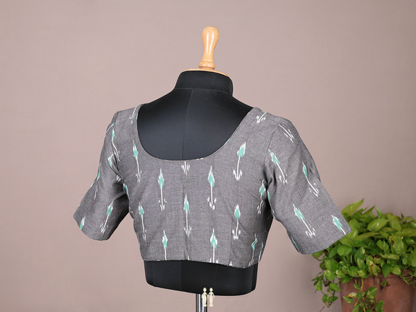 Printed Design Grey Cotton Readymade Blouse