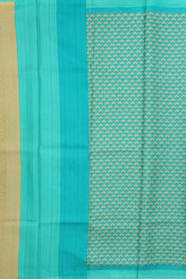 Printed Silk Saree In Beige With Floral Design