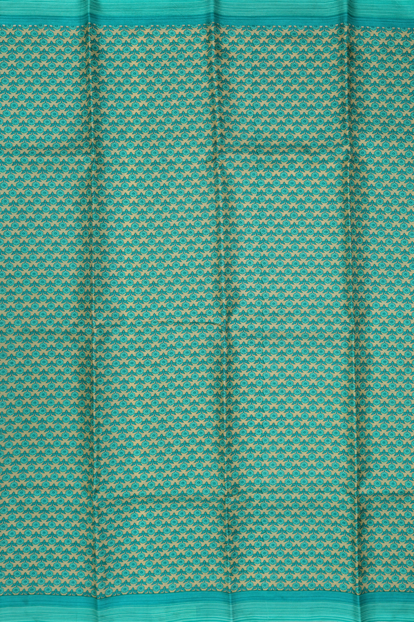 Printed Silk Saree In Beige With Floral Design