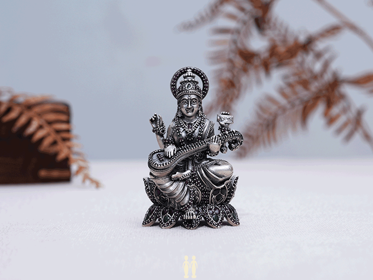 Lord Saraswathi Pure Silver Idol