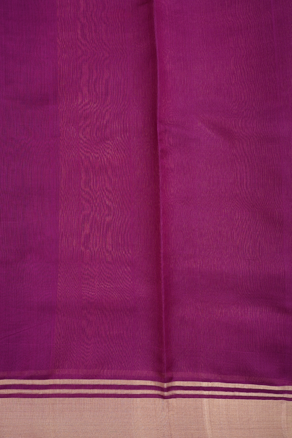 Raw Silk Saree In Grape Purple With Floral Buttas