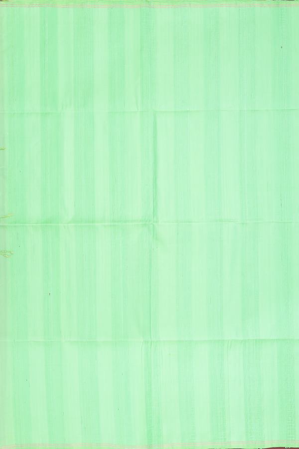 Raw Silk Saree In Green With Plain