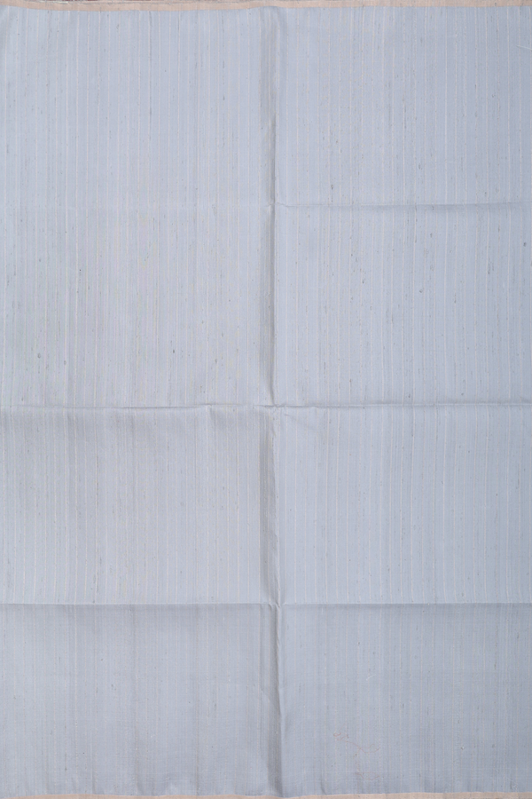 Raw Silk Saree In Grey With Stripes Design