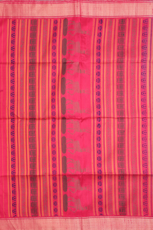 Raw Silk Saree In Grey With Zari Buttas