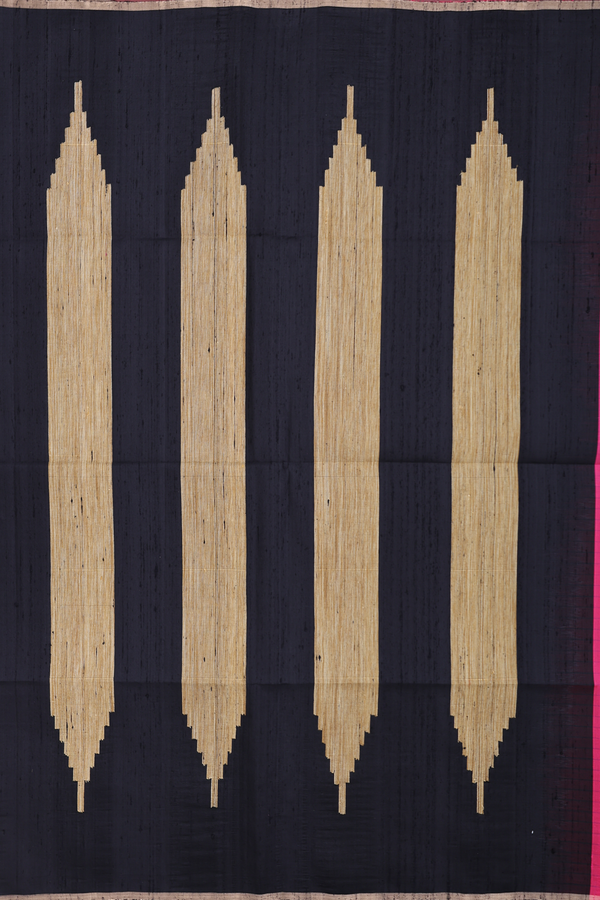 Raw Silk Saree In Hot Pink With Checks Design