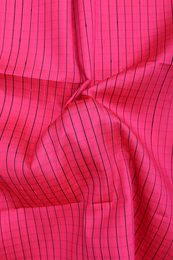 Raw Silk Saree In Hot Pink With Checks Design
