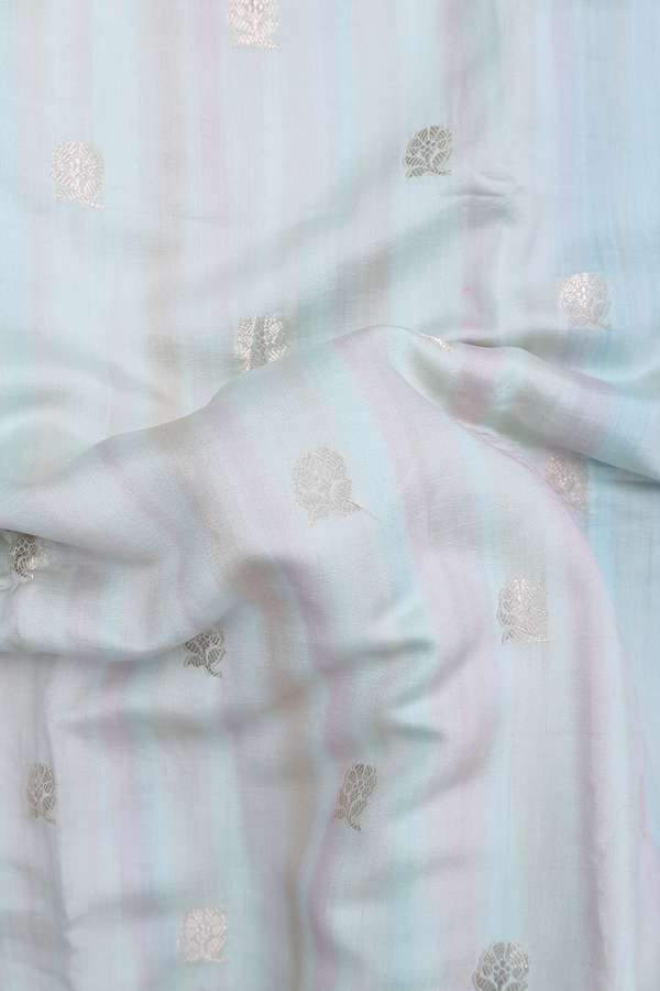 Raw Silk Saree In Multicolor With Floral Buttas