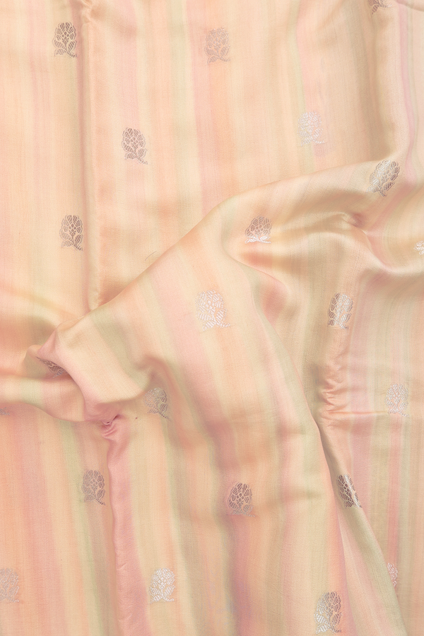 Raw Silk Saree In Multicolor With Floral Buttas