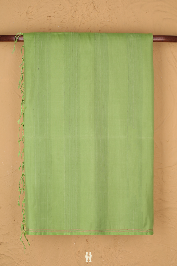 Raw Silk Saree In Pastel Green With Plain