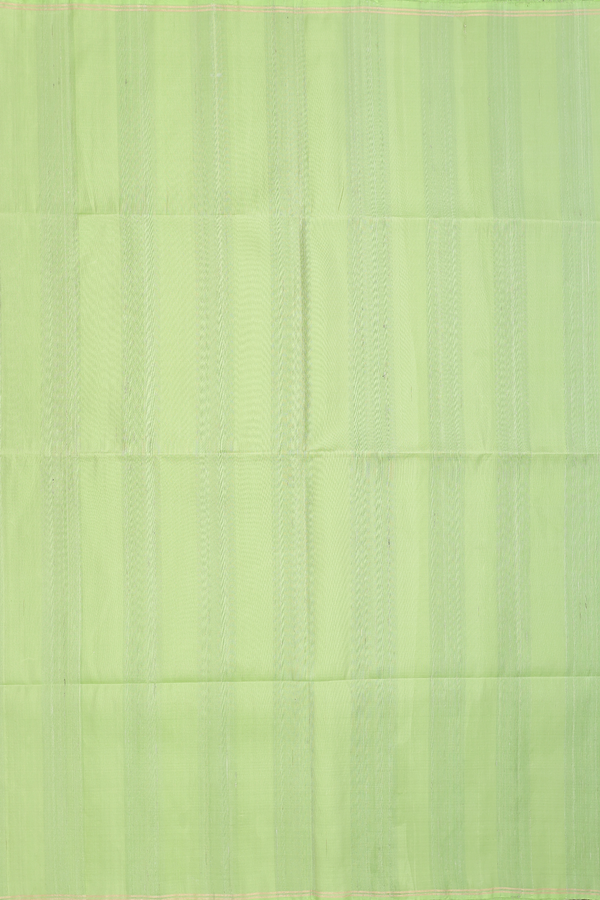 Raw Silk Saree In Pastel Green With Plain