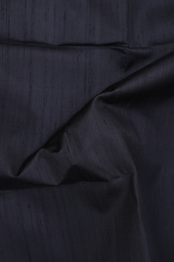 Raw Silk Saree In Plain Black With Bavanchi Border