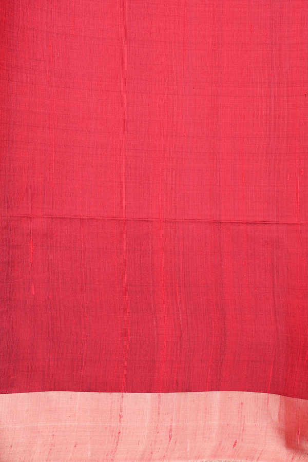 Raw Silk Saree In Plain Dusty Olive With Bavanchi Border