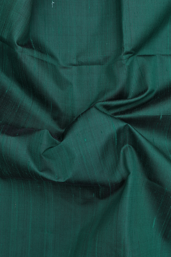 Raw Silk Saree In Plain Forest Green With Bavanchi Border