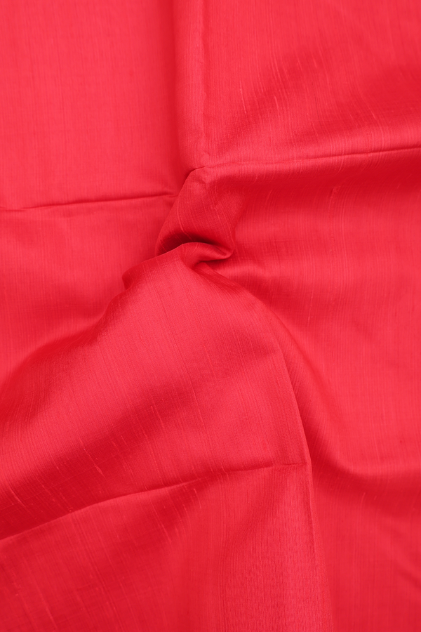 Raw Silk Saree In Plain Scarlet Red With Bavanchi Border