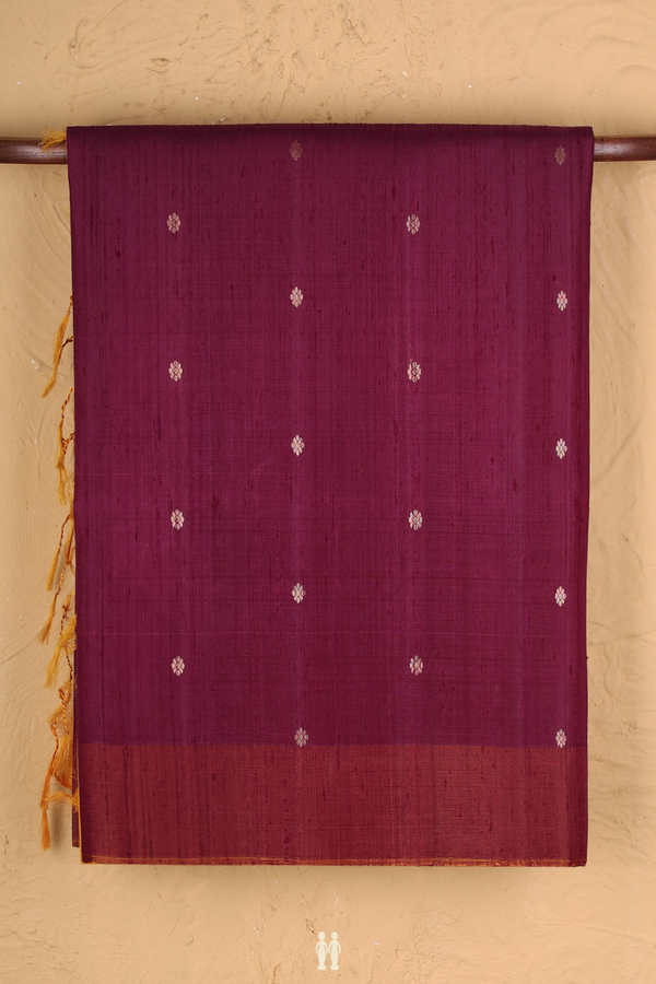 Raw Silk Saree In Plum Purple Floral Buttas