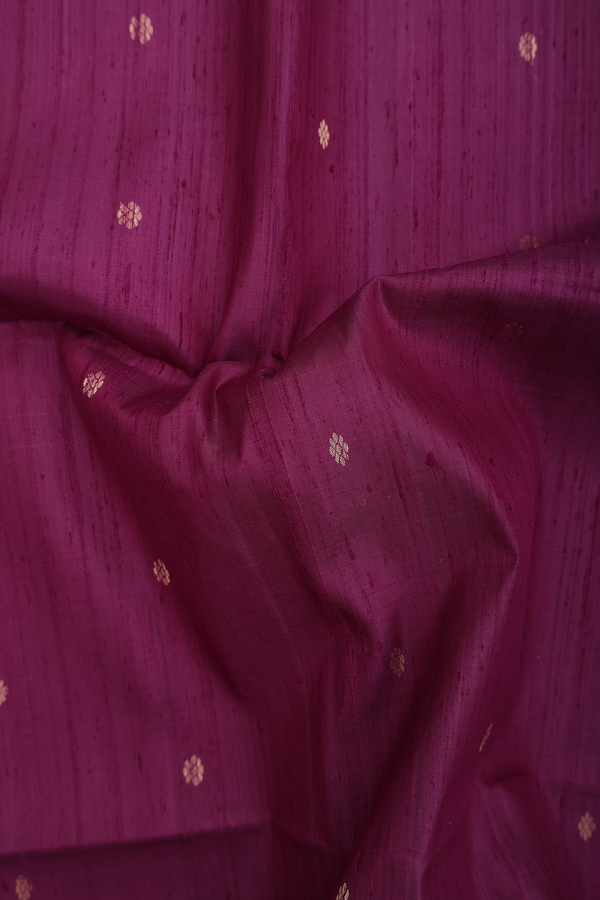 Raw Silk Saree In Plum Purple Floral Buttas