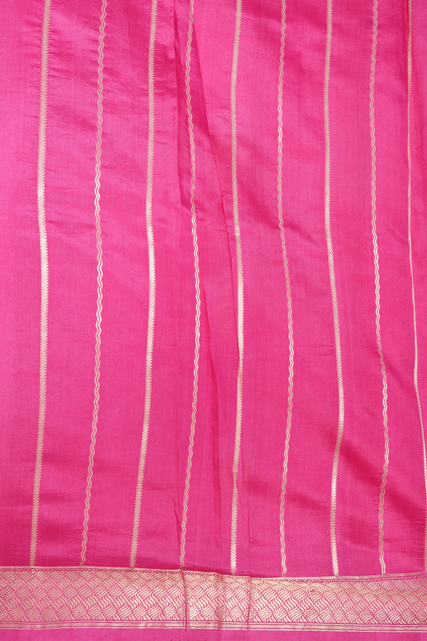 Raw Silk Saree In Punch Pink With Floral Buttas