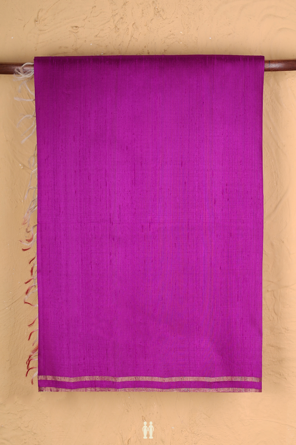 Raw Silk Saree In Purple Rose With Zari Border
