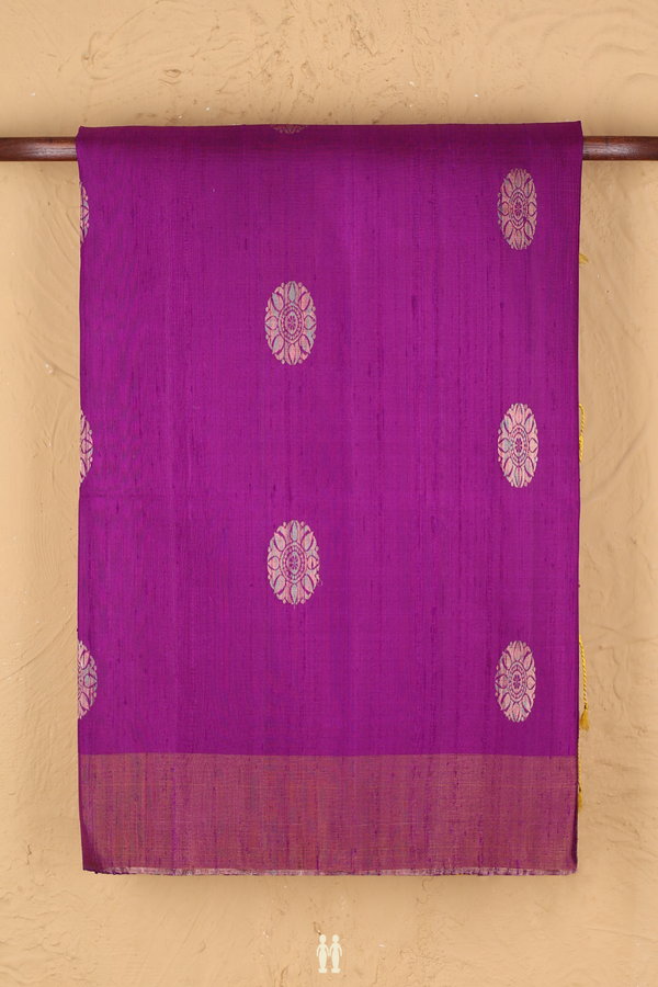 Raw Silk Saree In Purple With Zari Buttas