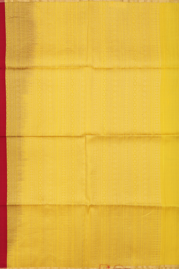 Raw Silk Saree In Ruby Red With Zari Border