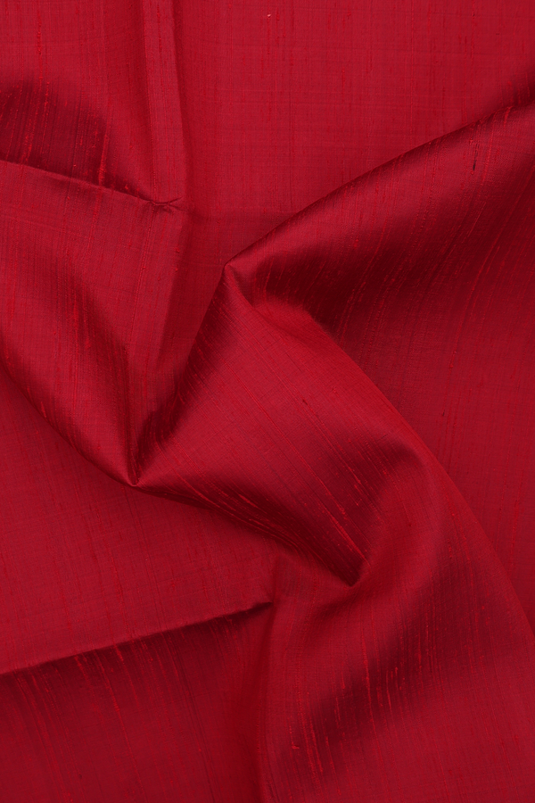 Raw Silk Saree In Ruby Red With Zari Border