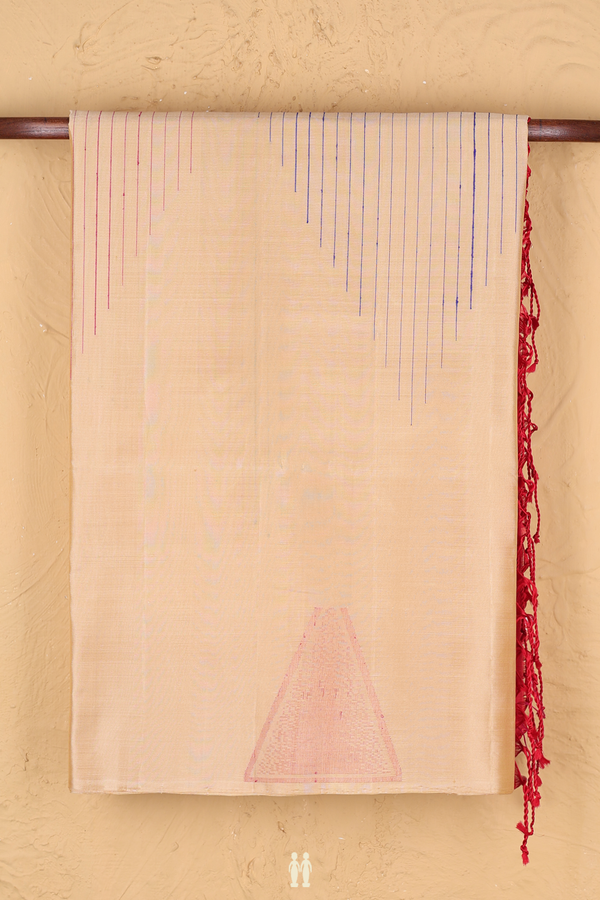Raw Silk Saree In Tan Brown With Threadwork Design