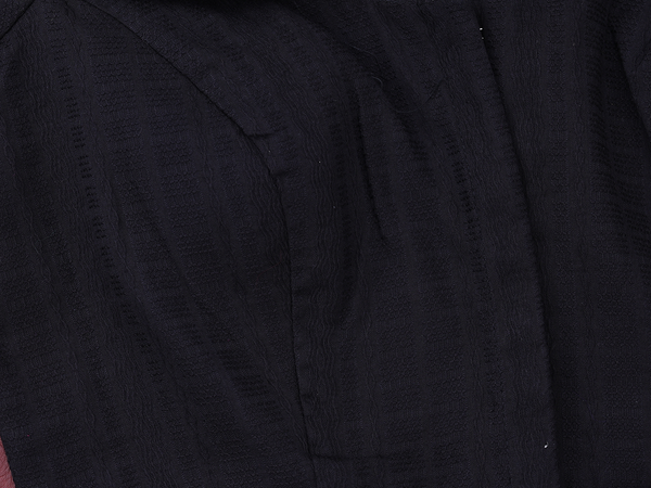 Round Neck Threadwork Design Black Raw Silk Readymade Blouse