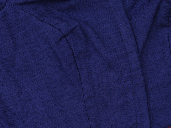 Round Neck Threadwork Design Blue Raw Silk Readymade Blouse