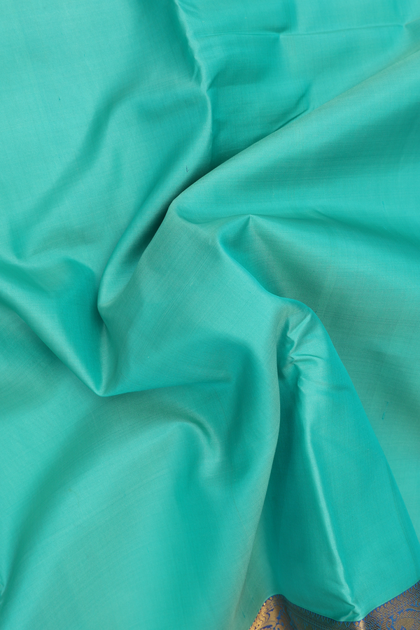 Nine Yards Silk Saree In Mint Green With Peacock Border