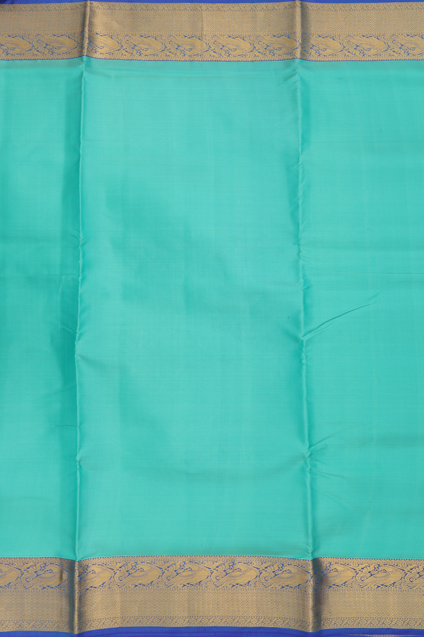 Nine Yards Silk Saree In Mint Green With Peacock Border