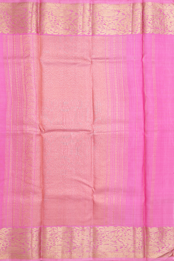 Kanchipuram Silk Saree In Lotus Pink With Zari Buttas