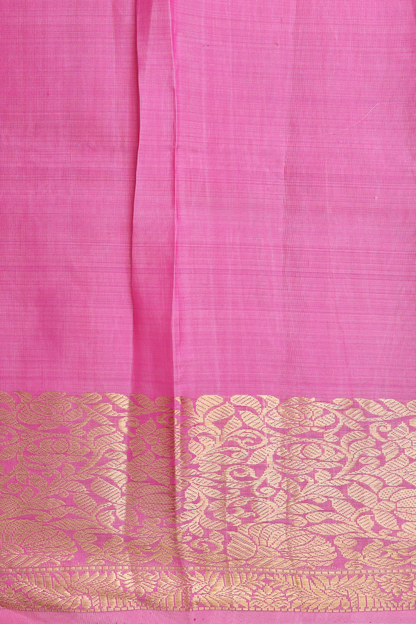 Kanchipuram Silk Saree In Lotus Pink With Zari Buttas