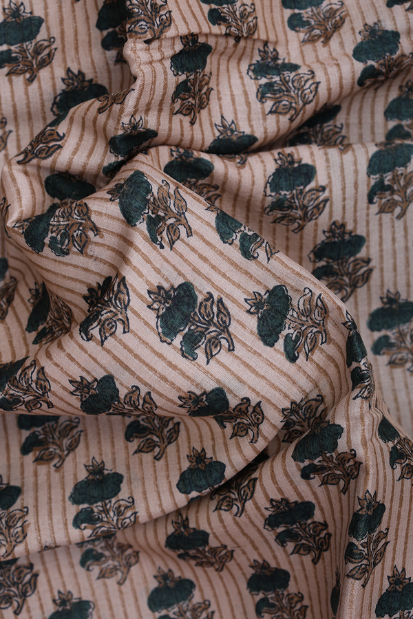 Tussar Silk Saree In Beige With Floral Design