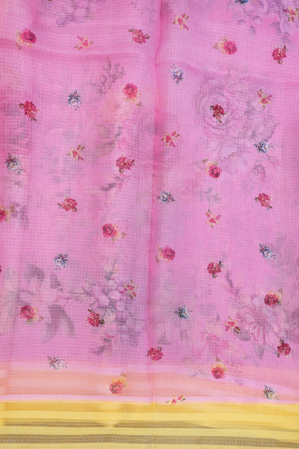 Kota Silk Saree In Pink With Floral Design
