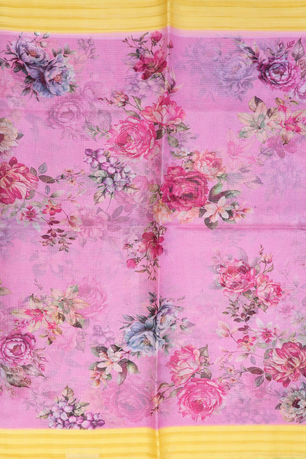 Kota Silk Saree In Pink With Floral Design