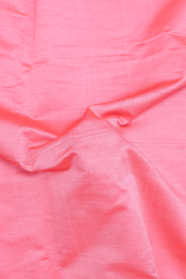 Semi Silk Cotton Saree In Coral Pink With Contrast Border