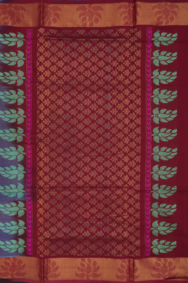 Semi Silk Cotton Saree In Dual Tone With Paisley Buttas