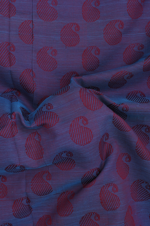 Semi Silk Cotton Saree In Dual Tone With Paisley Buttas