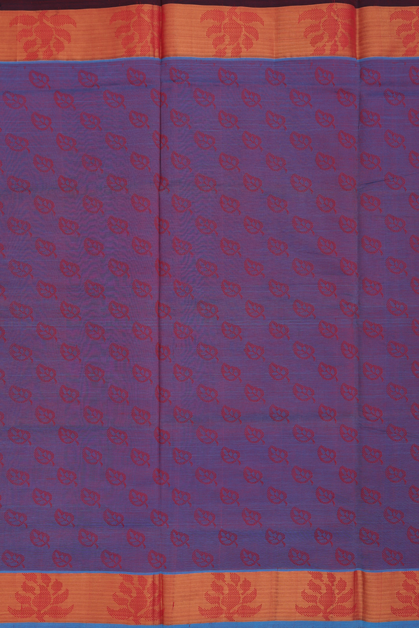 Semi Silk Cotton Saree In Dual Tone With Threadwork Buttas