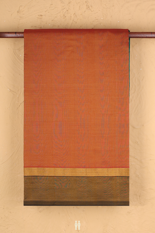 Semi Silk Cotton Saree In Saddle Brown With Contrast Border