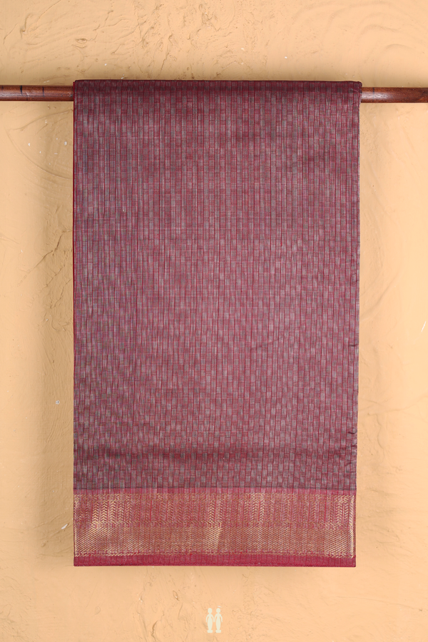 Silk Cotton Saree In Burgundy Red With Paai Madippu Kattai